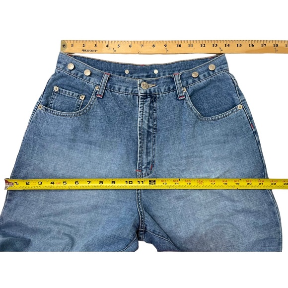 Vintage 90s Jeans Blue Asphalt High Rise Wide Leg Size 11 - Picture 7 of 13